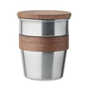 Kubek stalowy z pokrywką z orzecha 350 ml WALNUT Srebrny Mat