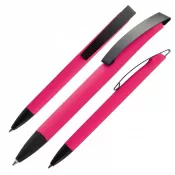 różowy - Długopis plastikowy z metalowym klipem BRESCIA
