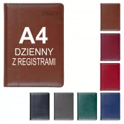 Kalendarz książkowy A4, dzienny, z registrami NEVRO