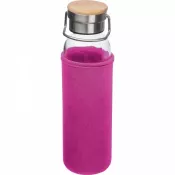 różowy - Butelka szklana z pokrowcem 600 ml RAMONA