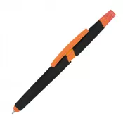 pomarańczowy - Długopis plastikowy do ekranów dotykowych z zakreślaczem