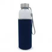 ciemnoniebieski transparentny - Szklana butelka w pokrowcu 500 ml