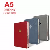 Kalendarz książkowy A5 DZIENNY z registrami LATTE