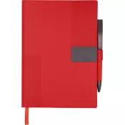 czerwony - Notes A5 w linie z długopisem MERSIN
