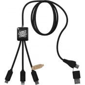 Czarny - Kabel 5 w 1 do ładowania i tranferu danych SCX.design C45 z podświetlanym Twoim logo 