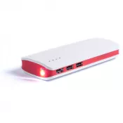 czerwony - Power bank 10000 mAh, lampka LED