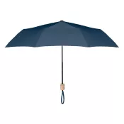 Parasol składany 21" z RPET z drewnianą rączką TRALEE Niebieski