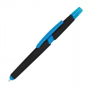 jasnoniebieski - Długopis plastikowy do ekranów dotykowych z zakreślaczem