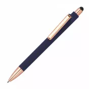 granatowy - Długopis gumowany z touch penem