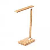 jasnobrązowy - Bambusowa lampka na biurko, ładowarka bezprzewodowa 10W