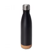 czarny - Reklamowa butelka próżniowa z korkowym spodem Jowi 500 ml