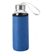 niebieski - Butelka szklana w pokrowcu TAKE JUTY 450 ml