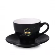 czarno-biały - Filiżanka porcelanowa ze spodkiem Verona Nero Set 130 ml