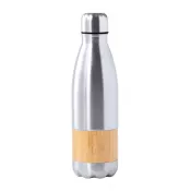 srebrny - Butelka ze stali nierdzewnej z bambusową wstawką Guiver 750 ml