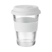 Kubek szklany z pokrywką i uchwytem 350 ml ASTOGLASS Bialy