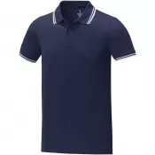 Granatowy - Męska koszulka polo Amarago z kontrastowymi paskami i krótkim rękawem