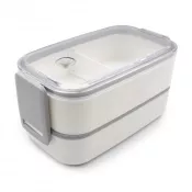 biały - Pudełka śniadaniowe 2 szt., 2x700 ml, sztućce | Cash
