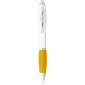Biały-Żółty - Długopis Nash z białym korpusem i kolorwym uchwytem