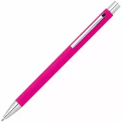 różowy - Długopis metalowy z powierzchnią soft touch