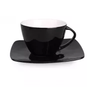 czarno-biały - Filiżanka porcelanowa ze spodkiem Luna Set 220ml