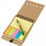 jasnozielony - Zestaw do notatek, notatnik ok. A6, karteczki samoprzylepne, długopis