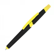 żółty - Długopis plastikowy do ekranów dotykowych z zakreślaczem