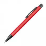 czerwony - Długopis reklamowy plastikowy z metalowym klipem