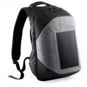 szary - Nieprzemakalny plecak na laptopa 15" i tablet 10", ładowarka słoneczna 6.5W