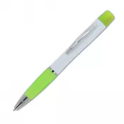 biało / jasnozielony - Długopis Hawaii z trójkolorowym zakreślaczem