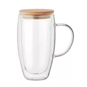 Kubek szklany dwuścienny z pokrywką 450 ml TEROL