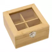 brązowy - Pojemnik na herbatęz 4 oddzielnymi przegródkami