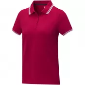 Czerwony - Damska koszulka polo Amarago z kontrastowymi paskami i krótkim rękawem