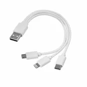 biały - Kabel USB 3w1 micro USB + USB typ C + Lightning