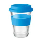 Kubek szklany z pokrywką i uchwytem 350 ml ASTOGLASS Niebieski