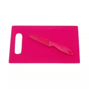 różowy - Deska do krojenia z nożem SUNNY