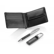 czarny - Zestaw upominkowy portfel, brelok, długopis MARCUS