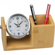 beżowy - Zegar biurkowy z organizerem