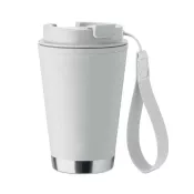 Kubek dwuścienny z PP z paskiem 300 ml TOPIZ Bialy