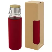 Czerwony - Szklana butelka Thor 660 ml z neoprenowym pokrowcem