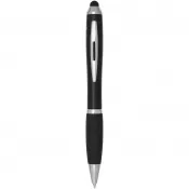 Czarny - Nash długopis kulkowy z tworzyw sztucznych pochodzących z recyklingu z certyfikatem RCS, z rysikiem, kolorowym korpusem i cza