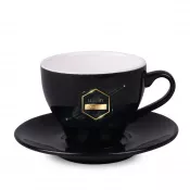 czarno-biały - Filiżanka porcelanowa ze spodkiem Verona Nero Set 220 ml