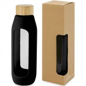 Czarny - Tidan Butelka z borokrzemianowego szkła 600 ml z silikonowym uchwytem