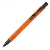 pomarańczowo / czarny - Długopis meatlowy gumowany Alicante