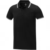 Czarny - Męska koszulka polo Amarago z kontrastowymi paskami i krótkim rękawem