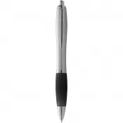 Czarny-Srebrny - Długopis reklamowy z miękkim w dotyku uchwytem Nash