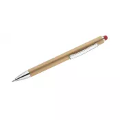 czerwony - Długopis bambusowy z touch pen-em TUSO