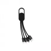czarny - Kabel do ładowania 4 w 1 z karabińczykiem