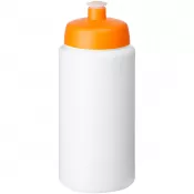Biały-Pomarańczowy - Bidon Baseline® Plus o pojemności 500 ml ze sportowym wieczkiem i uchwytem
