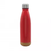 czerwony - Butelka reklamowa próżniowa z korkowym spodem Jowi 500 ml