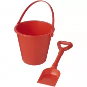 Czerwony - Wiaderko z łopatką Tides z plastiku z recyklingu